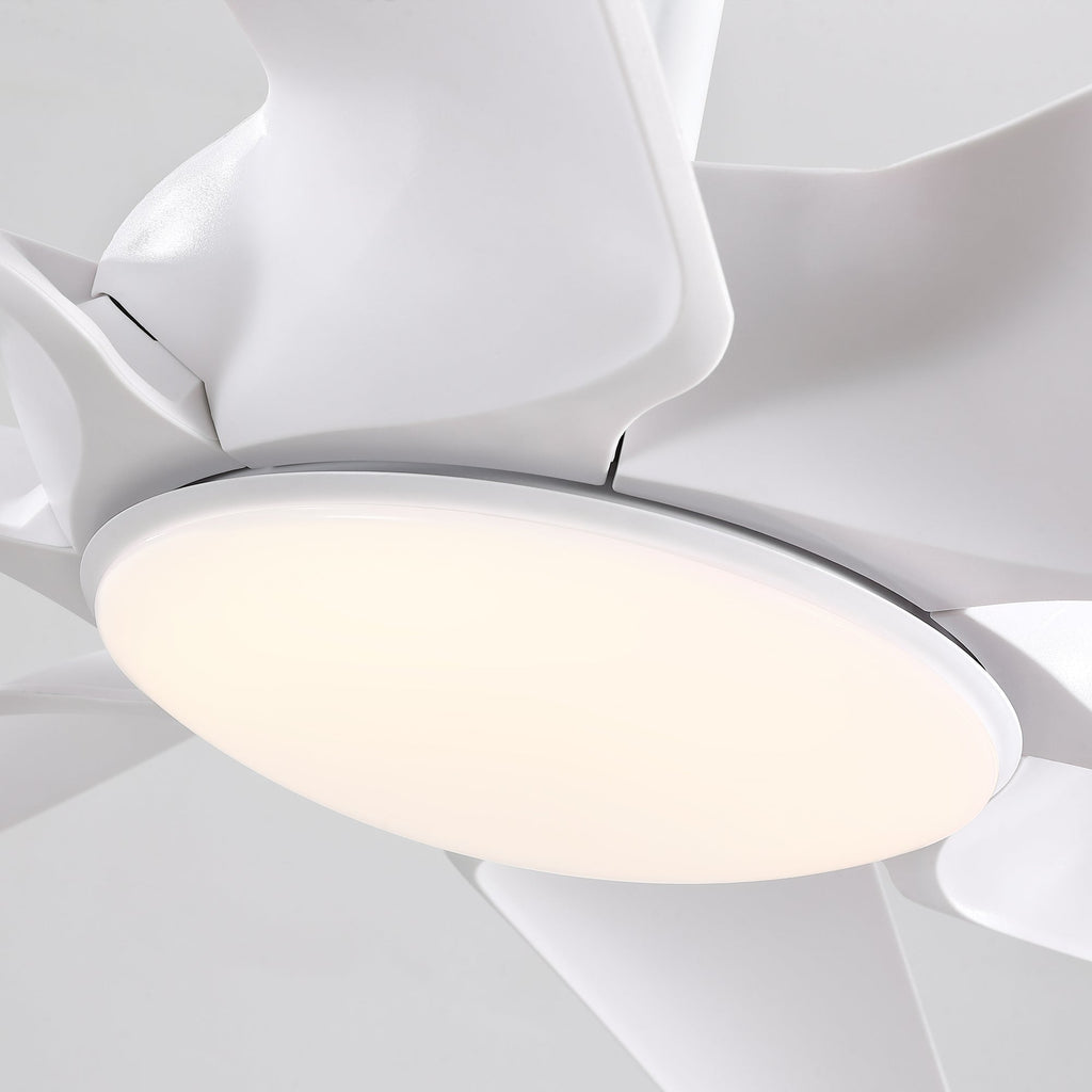 100" Smart Indoor White Industrial Large Downrod 8-Blade Ceiling Fans with Lights and Remote Dimmable