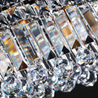 10-Light Dimmable Crystal Rectangle Chandelier for Kitchen Island and Dining Room, Modern Luxury Gold Ceiling Light