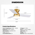 32in Ceiling Fan with Light and Remote/APP Controls, Low Profile Bedroom Fans with Reversible Motor