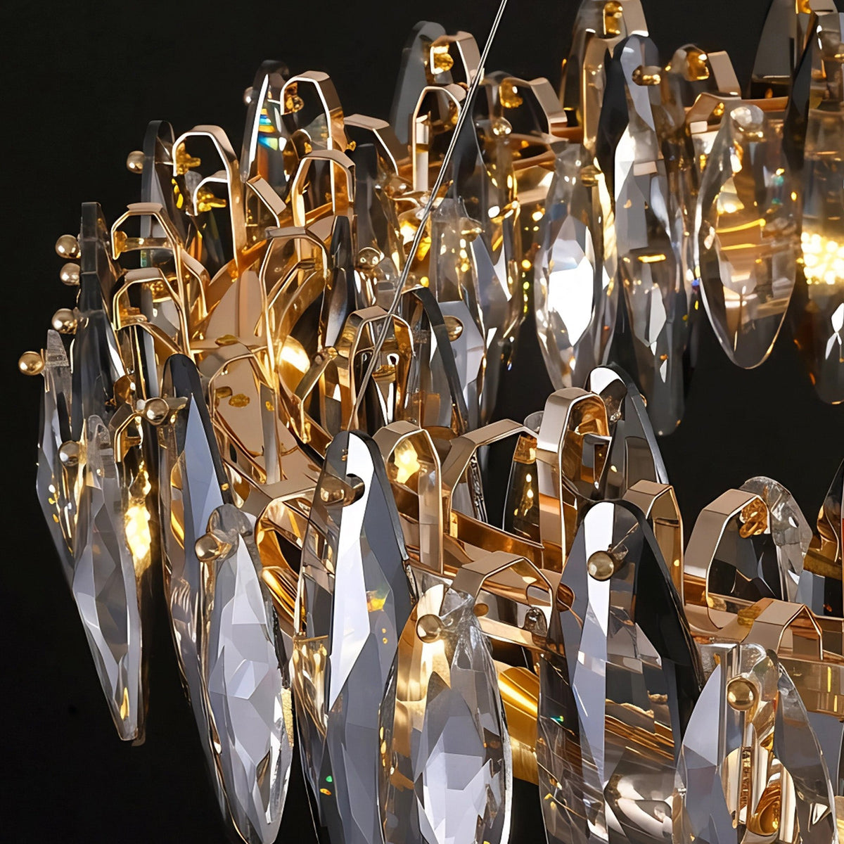 Lámpara de araña de cristal con forma de tambor regulable de 12 luces