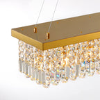 Modern Crystal Dimmable Kitchen Island Gold Rectangle Chandeliers / Living Room Chandelier