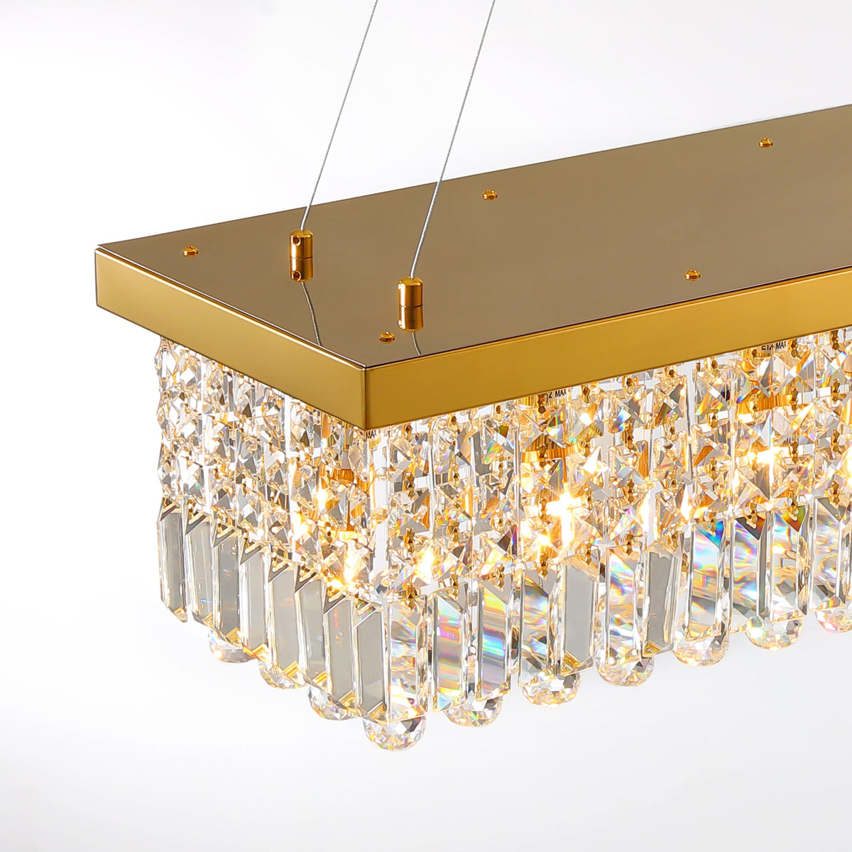 Modern Crystal Dimmable Kitchen Island Gold Rectangle Chandeliers / Living Room Chandelier