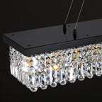 10-Light Dimmable Crystal Rectangle Chandelier for Kitchen Island and Dining Room, Modern Luxury Gold Ceiling Light