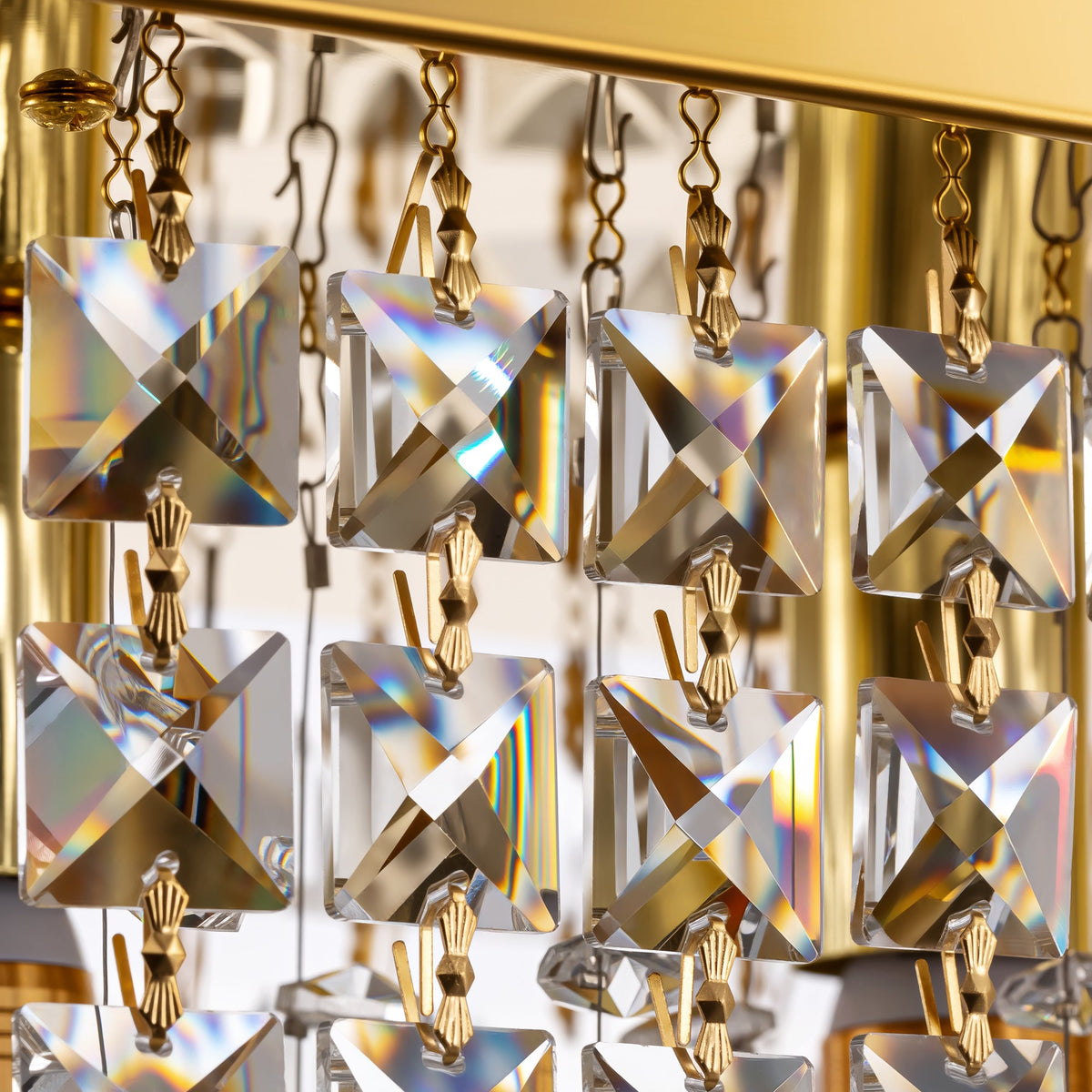 Modern Crystal Dimmable Kitchen Island Gold Rectangle Chandeliers / Living Room Chandelier