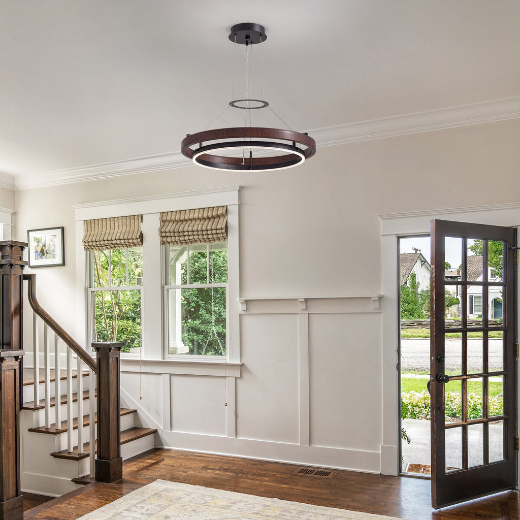 1-Light Dimmable LED Chandelier with Remote Control Industrial Rustic Modern Lighting