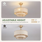 19.7in Ceiling Fan Light with Remote Control, 6 Speeds, Forward and Reverse for Living Room Bedroom