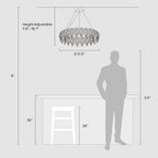 Lámpara de araña de cristal con forma de tambor regulable de 12 luces