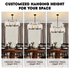 8-Light Dimmable Drum Chandelier with Textured Glass, Modern Lighting for Kitchen Island or Dining Room