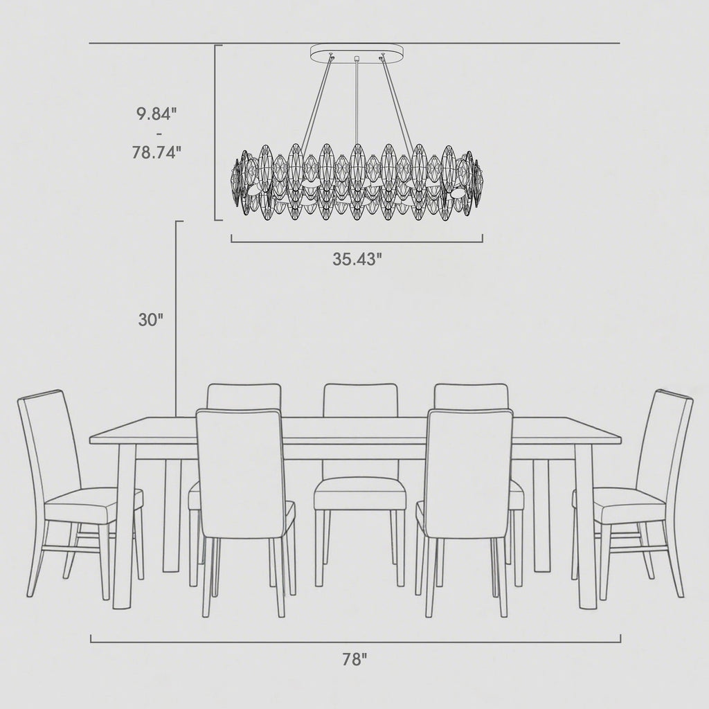 Lámpara de araña de cristal rectangular dorada de 10 luces para comedor