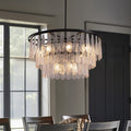 12-Light Modern Black Glass Chandelier for Dining Room or Kitchen