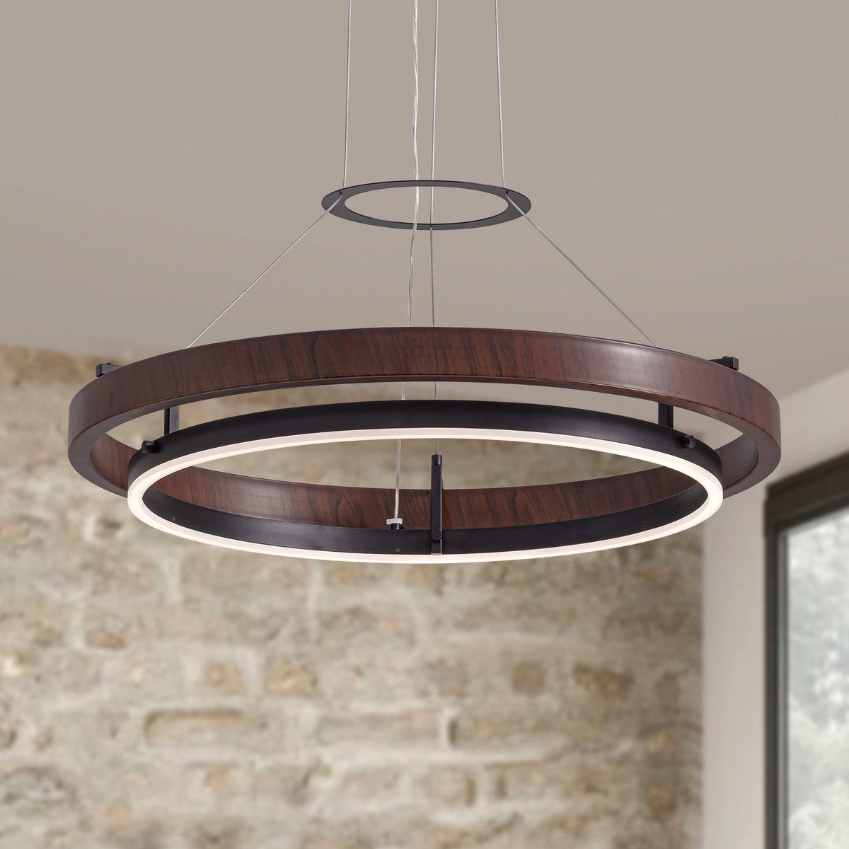 1-Light Dimmable LED Chandelier with Remote Control Industrial Rustic Modern Lighting
