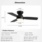 32 in. Integrated LED Standard Smart Indoor Modern Matte Black Flush Mount Ceiling Fan with Remote & App Control