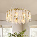 9-Light Dimmable Modern Drum Crystal Chandelier