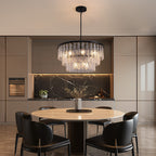 12-Light Modern Black Glass Chandelier for Dining Room or Kitchen