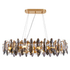 Lámpara de araña de cristal rectangular dorada de 10 luces para comedor