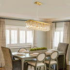 Modern Crystal Dimmable Kitchen Island Gold Rectangle Chandeliers / Living Room Chandelier