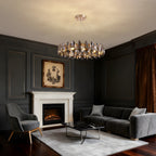 Lámpara de araña de cristal con forma de tambor regulable de 12 luces