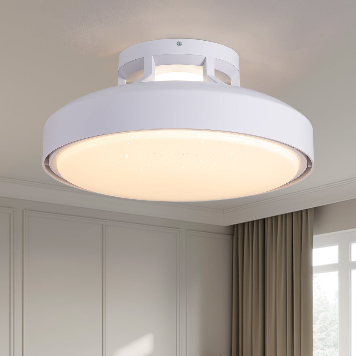 Ventilador de techo moderno de perfil bajo de 18,9" con luz LED de 4500 lm, control remoto y motor de CC silencioso para dormitorio