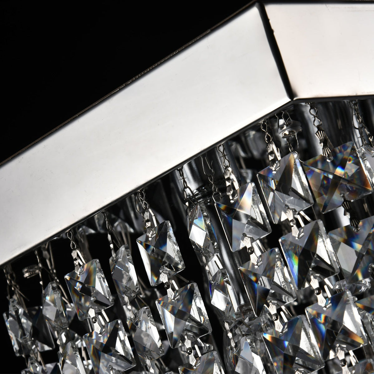 8 - Lámpara de araña de cristal cuadrada/rectangular regulable de lujo moderno para techo