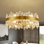 Candelabro de cristal moderno de 12 luces en latón dorado para comedor o cocina con poca luz