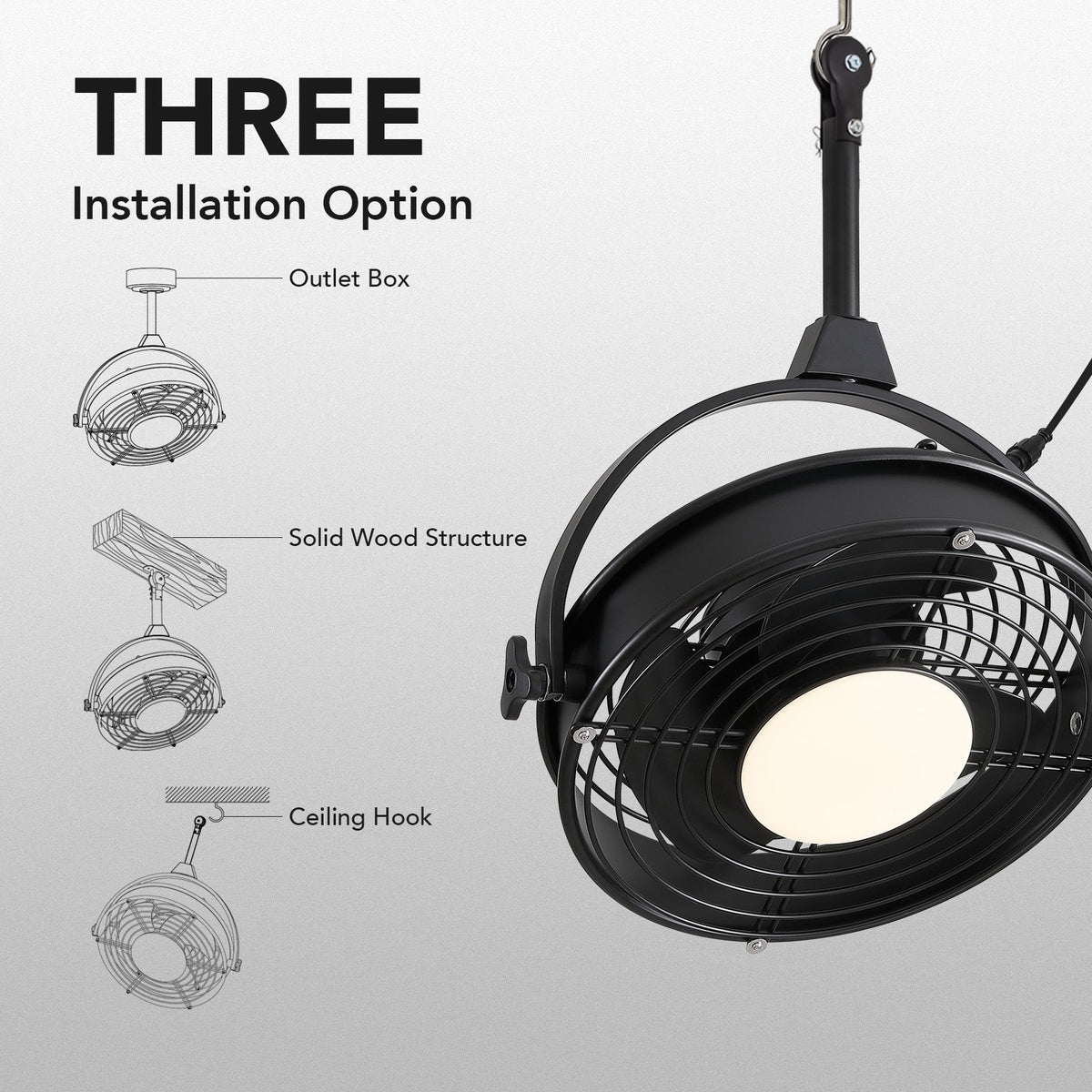 20in Outdoor Ceiling Fan with Light  Remote/APP Control, Waterproof Gazebo Hanging Fan with 3CCT Dimmable