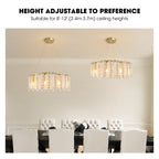 9-Light Dimmable Modern Drum Crystal Chandelier