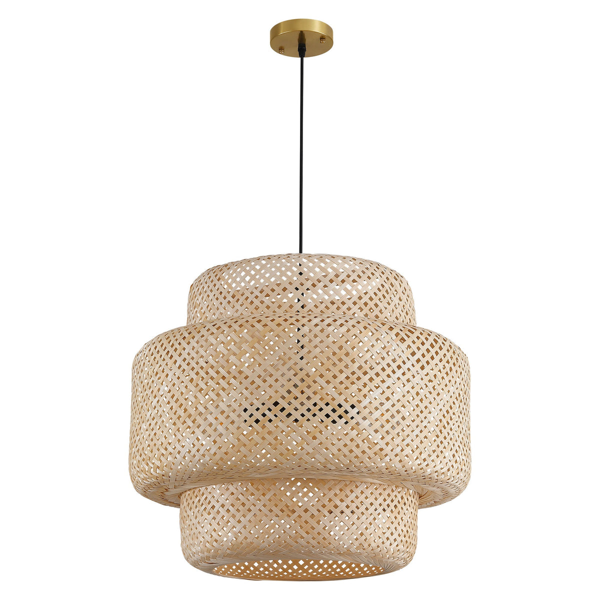 3-Light Natural Woven Tiered Chandelier, Boho Organic Modern Coastal Casual Style For Dining Room, Kitchen Island & Living Space