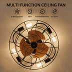 Ventilador de techo enjaulado de perfil bajo de 20.4" estilo rústico en negro mate con control remoto incluido