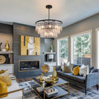 12-Light Modern Black Glass Chandelier for Dining Room or Kitchen