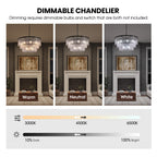 12-Light Modern Black Glass Chandelier for Dining Room or Kitchen