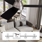 Ventilador de techo interior inteligente moderno de níquel satinado de 32" con luces, rotación reversible y control remoto
