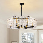 8-Light Dimmable Drum Chandelier with Textured Glass, Modern Lighting for Kitchen Island or Dining Room