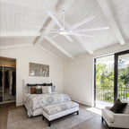 100" Smart Indoor White Industrial Large Downrod 8-Blade Ceiling Fans with Lights and Remote Dimmable