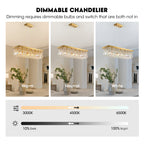 Modern Crystal Dimmable Kitchen Island Gold Rectangle Chandeliers / Living Room Chandelier