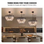 12-Light Modern Black Glass Chandelier for Dining Room or Kitchen