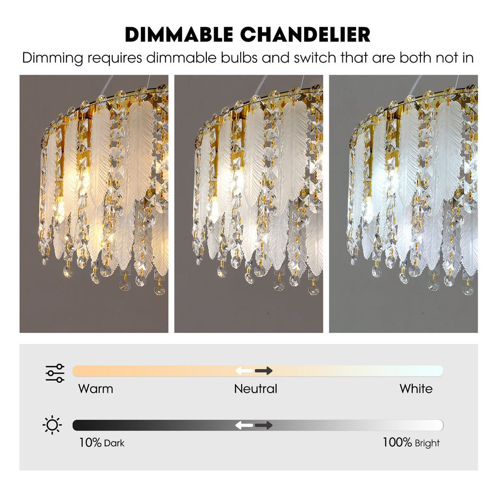 9-Light Dimmable Modern Drum Crystal Chandelier