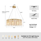 9-Light Dimmable Modern Drum Crystal Chandelier