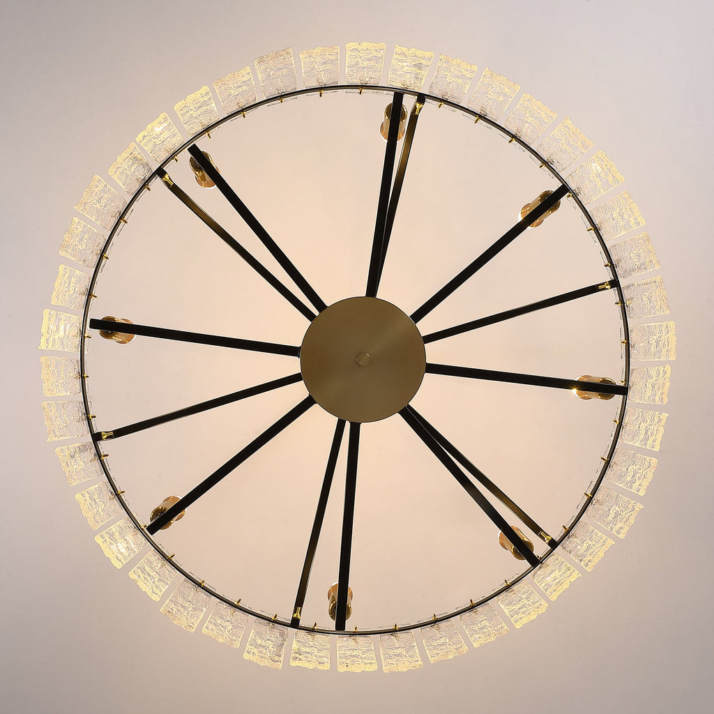 8-Light Dimmable Drum Chandelier with Textured Glass, Modern Lighting for Kitchen Island or Dining Room