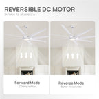 100" Smart Indoor White Industrial Large Downrod 8-Blade Ceiling Fans with Lights and Remote Dimmable