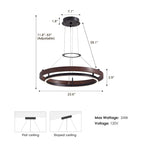 1-Light Dimmable LED Chandelier with Remote Control Industrial Rustic Modern Lighting