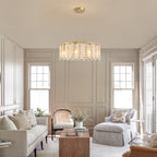 9-Light Dimmable Modern Drum Crystal Chandelier