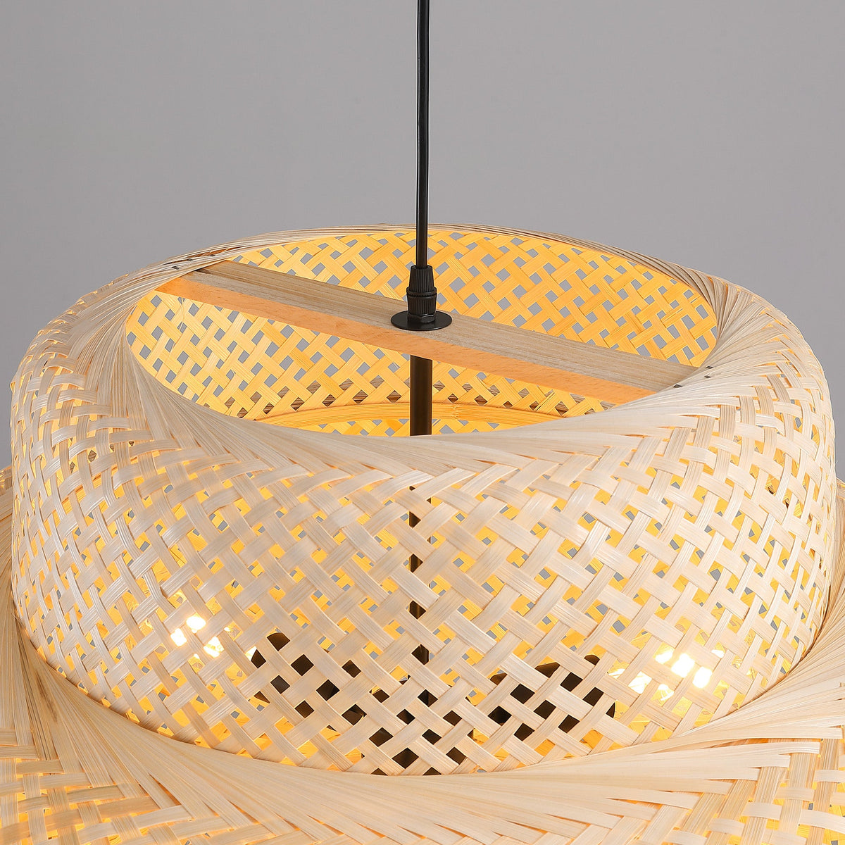3-Light Natural Woven Tiered Chandelier, Boho Organic Modern Coastal Casual Style For Dining Room, Kitchen Island & Living Space