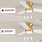 32in Ceiling Fan with Light and Remote/APP Controls, Low Profile Bedroom Fans with Reversible Motor
