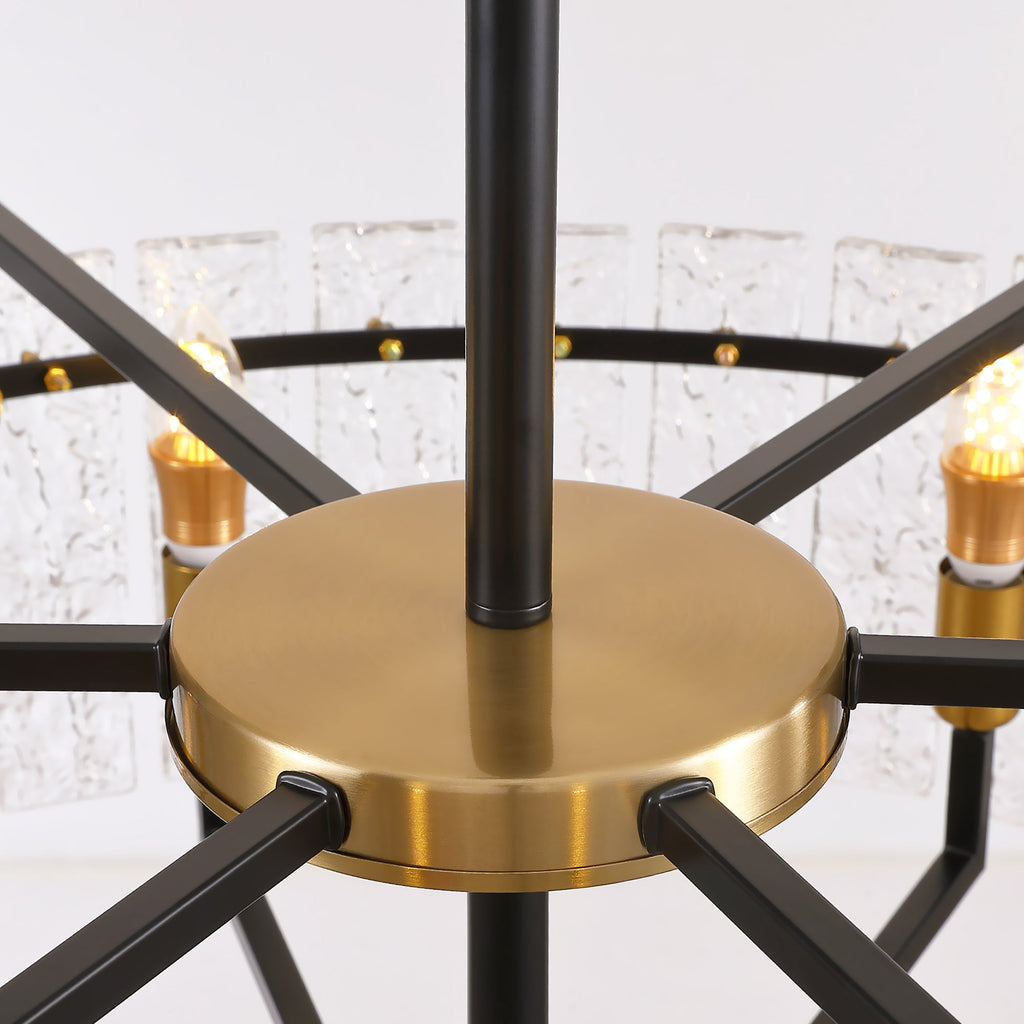 8-Light Dimmable Drum Chandelier with Textured Glass, Modern Lighting for Kitchen Island or Dining Room