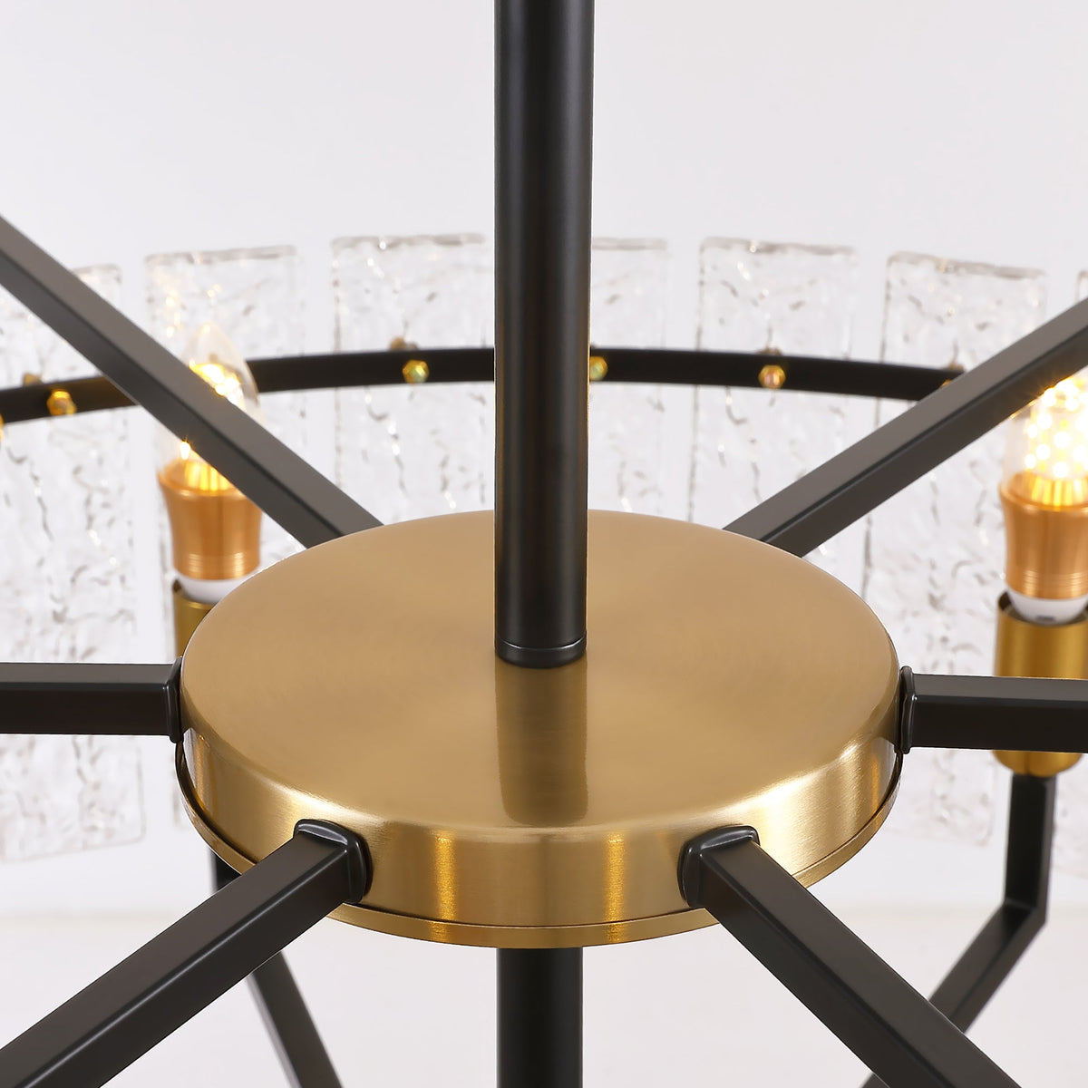 8-Light Dimmable Drum Chandelier with Textured Glass, Modern Lighting for Kitchen Island or Dining Room