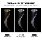 10-Light Dimmable Statement Chandelier for High Ceilings with Crystal Accents