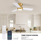 32in Ceiling Fan with Light and Remote/APP Controls, Low Profile Bedroom Fans with Reversible Motor
