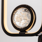Lámpara de araña cilíndrica negra de 16 luces con esferas de cristal, luces LED regulables y control remoto para techos altos