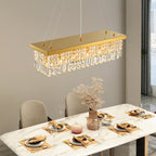 Modern Crystal Dimmable Kitchen Island Gold Rectangle Chandeliers / Living Room Chandelier