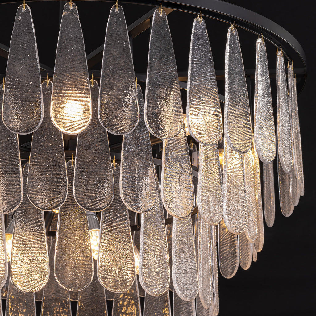 12-Light Modern Black Glass Chandelier for Dining Room or Kitchen